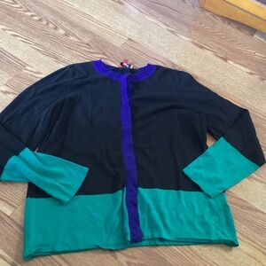 Narciso Rodriguez Color Block Hidden Snap Cardigan Sweater Sz XL